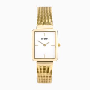 Sekonda Sekonda Curtis Ladies Watch   Gold Alloy Case & Stainless Steel Mesh Bracelet with White Dial   40136