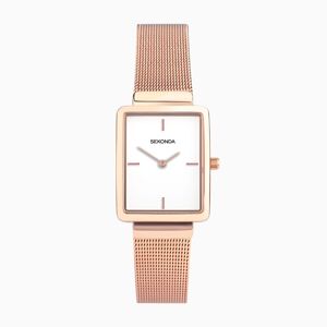 Sekonda Sekonda Curtis Ladies Watch   Rose Gold Alloy Case & Stainless Steel Mesh Bracelet with White Dial   40137