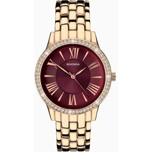 Sekonda Sekonda Charlotte Ladies Watch   Rose Gold Case & Alloy Bracelet with Ruby Dial   40290