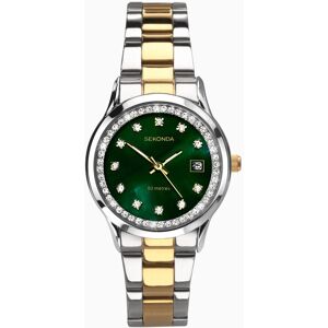 Sekonda Sekonda Catherine Ladies Watch   Silver Case & Stainless Steel Bracelet with Green Dial   40295