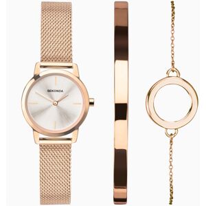 Sekonda Sekonda Ladies Gift Set Watch   Rose Gold Case & Stainless Steel Mesh Bracelet with Silver Dial   49007