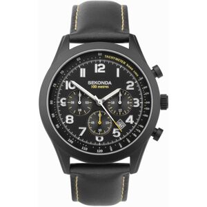 Sekonda Sekonda Navigator Dual Time Men's Watch Black Alloy Case & Leather Strap with Black Dial 30112 Sekonda Sekonda Navigator Dual Time Men's Watch Black Alloy Case & Leather Strap with Black Dial 30112