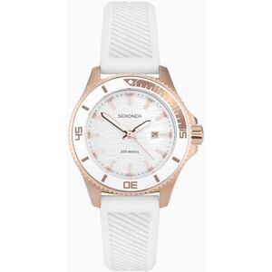 Sekonda Sekonda Pacific Wave Ladies Watch Rose Gold Stainless Steel Case & White Silicone Strap with Silver-White Dial 40572 Sekonda Sekonda Pacific Wave Ladies Watch Rose Gold Stainless Steel Case & White Silicone Strap with Silver-White Dial 40572