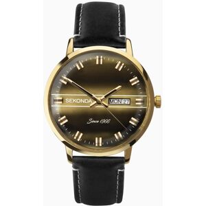 Sekonda Sekonda Originals Men's Watch Gold Case & Black Leather Strap with Gold Dial 1950 Sekonda Sekonda Originals Men's Watch Gold Case & Black Leather Strap with Gold Dial 1950