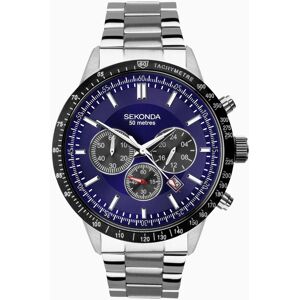 Sekonda Sekonda Velocity Chronograph Men's Watch Silver Case & Stainless Steel Bracelet with Blue Dial 1970 Sekonda Sekonda Velocity Chronograph Men's Watch Silver Case & Stainless Steel Bracelet with Blue Dial 1970