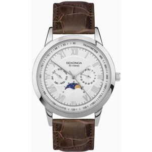 Sekonda Sekonda Armstrong Moon Phase Men’s Watch Silver Alloy Case & Brown Leather Strap with Silver Dial 30146 Sekonda Sekonda Armstrong Moon Phase Men’s Watch Silver Alloy Case & Brown Leather Strap with Silver Dial 30146