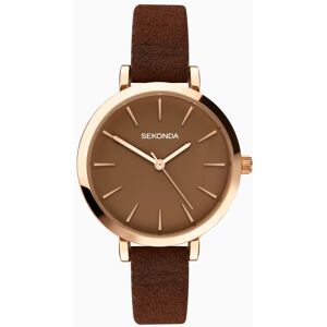 Sekonda Sekonda Minimal Ladies Watch   Rose Gold Case & PU Strap with Brown Dial   40299 Sekonda Sekonda Minimal Ladies Watch   Rose Gold Case & PU Strap with Brown Dial   40299