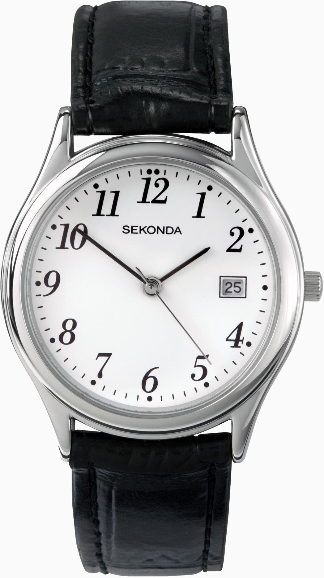Sekonda Sekonda Easy Reader Men's Watch Silver Case & Leather Upper Strap with White Dial 3473