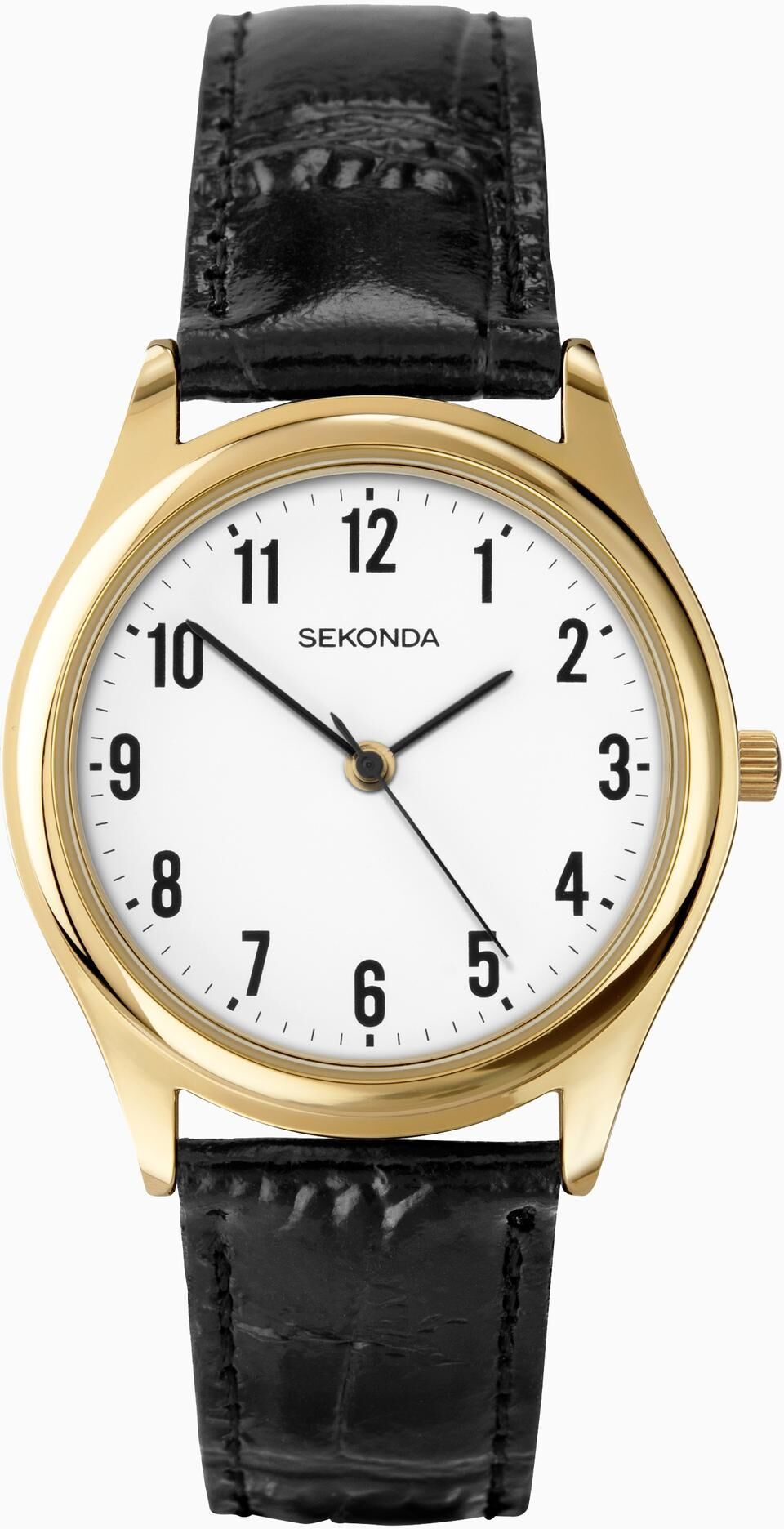 Sekonda Sekonda Easy Reader Men's Watch Gold Case & Leather Upper Strap with White Dial 3623