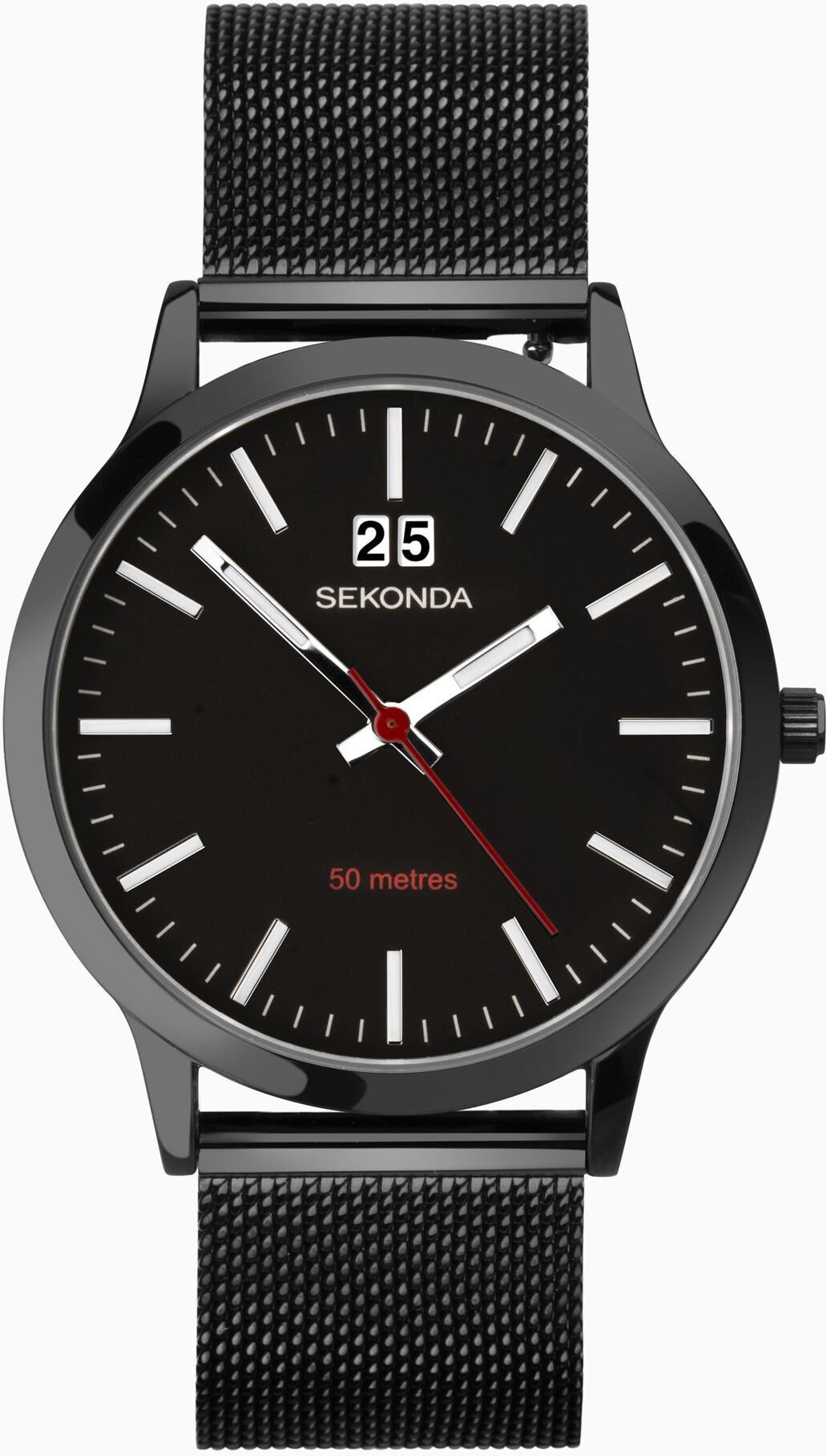 Sekonda Sekonda Nordic Men's Watch Black Case & Stainless Steel Mesh Bracelet with Black Dial 1942