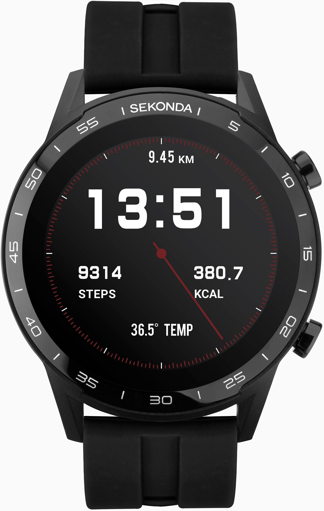 Sekonda Sekonda Active Smart Watch   Black Case & Black Silicone Strap   1909