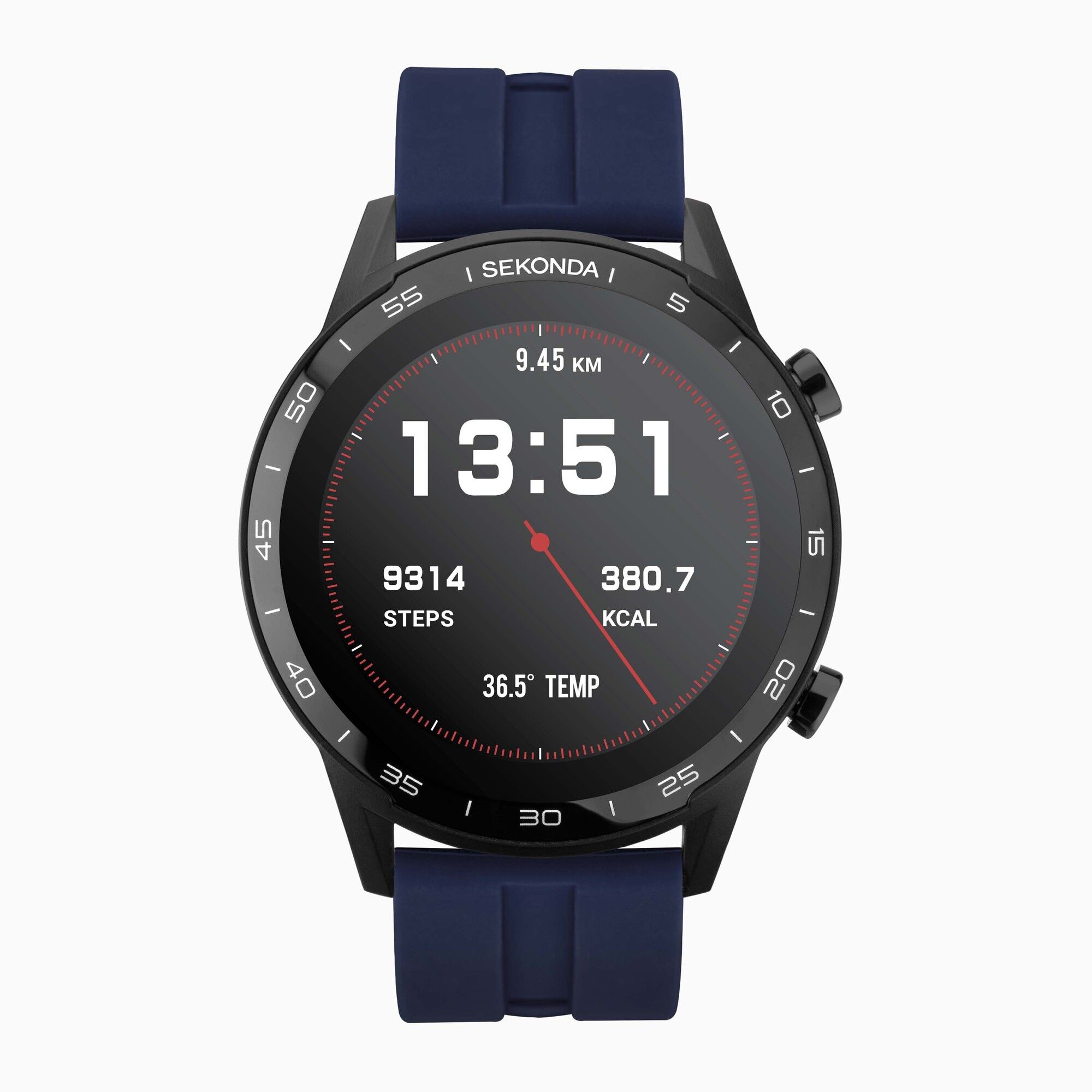 Sekonda Sekonda Active Smart Watch   Black Case & Blue Silicone Strap   1912