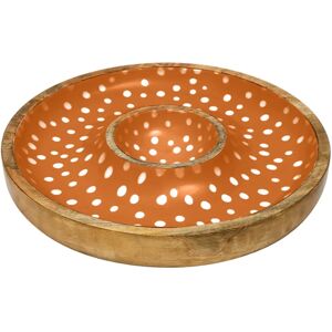 Dexam Sintra Mango Wood Spotted Chip & Dip Bowl - Ochre