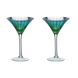 Artland Peacock 2 Piece Martini Glass Set