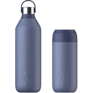 Chilly's Series 2 1 Litre Reusable Water Bottle & 50cl Coffee Cup Set - Whale Blue