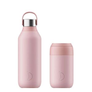 Chilly's Series 2 500ml Hydration Reusable Water Bottle & 34cl Coffee Cup Set - Blush Pink