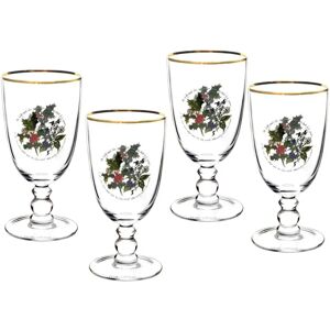 Portmeirion The Holly & The Ivy Christmas Glass Goblets - Set of 4