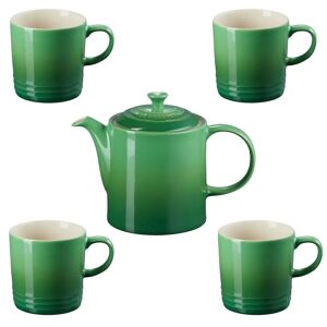 Le Creuset Bamboo Stoneware 4 Piece Mug & Grand Teapot Set - Green