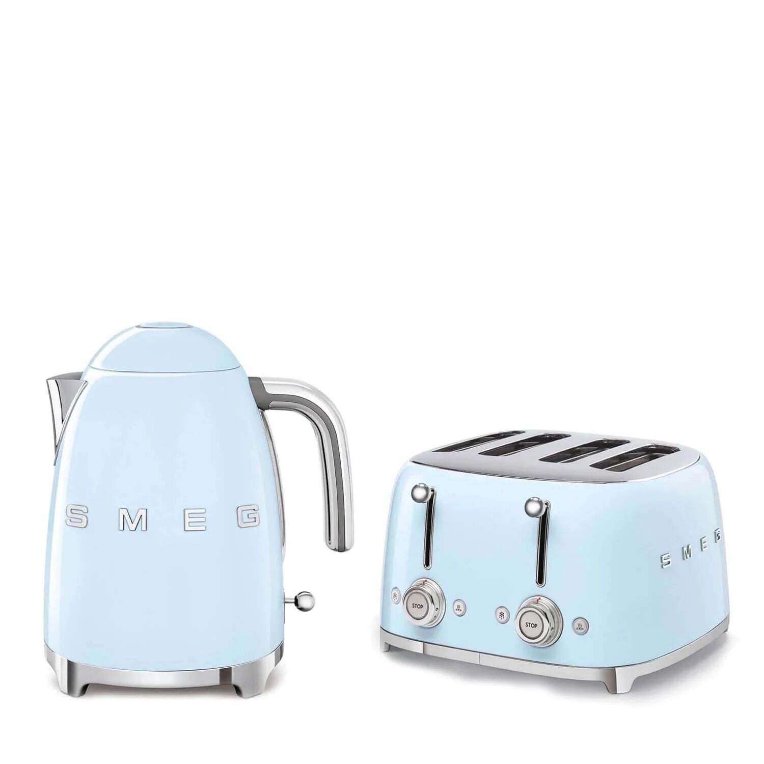 Smeg Jug Kettle & 4 Slice Toaster Set - Pastel Blue