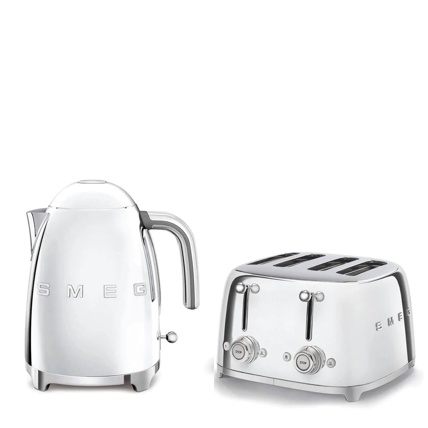 Smeg Jug Kettle & 4 Slice Toaster Set - Chrome