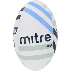 Mitre Grid Rugby Ball - White/Navy /Sky