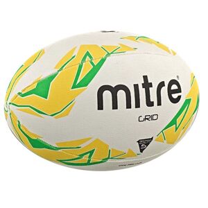 Mitre Grid Rugby Ball - White/Yellow/Green