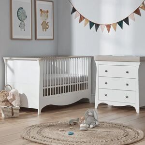 CuddleCo Clara 2 Piece Nursery Furniture Set (Cot Bed & Dresser) - White & Ash