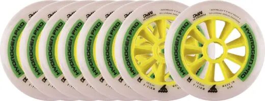 Rollerblade Hydrogen Pro Inline Skate Wheels 8-Pack (100mm)  - White;Yellow;Green