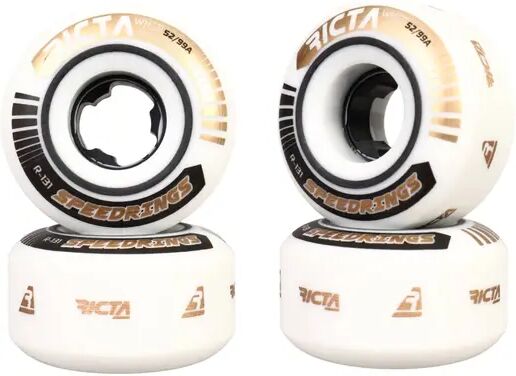 Ricta Speedrings 99A Slim Skateboard Wheels 4-Pack (52mm - White/Black/Gold) - White;Black;Gold