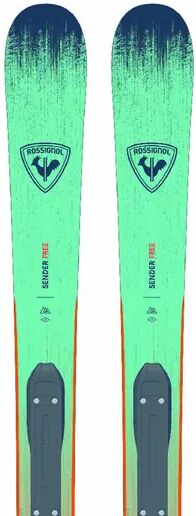 Rossignol Sender JR + Kid4 bindings Kids Skis (Teal) - Teal;Red;Black