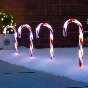 Christow Candy Cane Christmas Path Lights 4 x 26cm (Mains) - Red & White