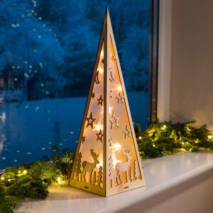 Christow Wooden Christmas Pyramid Lantern - Wood