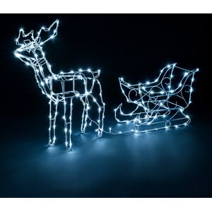 Christow White Wire Light Up Reindeer & Sleigh - White