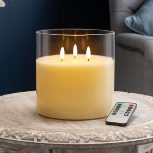 Christow 3 Wick LED Candle With Remote - Clear