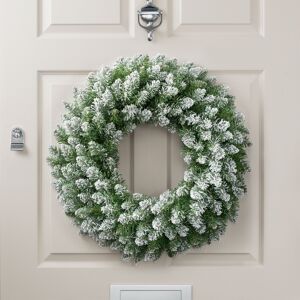 Christow Frosted Christmas Wreath (60cm) - Green