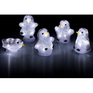 Christow Acrylic Light Up Penguins (Set of 5) - Multi Coloured