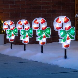 Christow LED Candy Cane Pathway Lights (Set of 4) - Multi Coloured