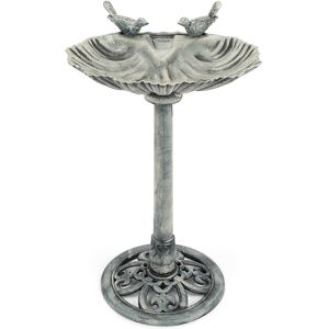 Christow Resin Clam Shell Bird Bath - Grey (H81cm x W50cm x D38cm) - Grey