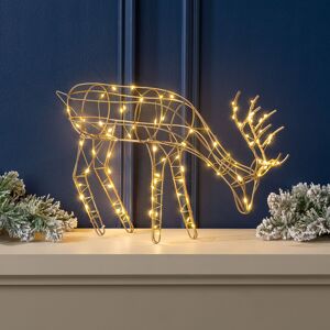 Christow Champagne Gold LED Reindeer H24cm (Battery Operated) - Gold