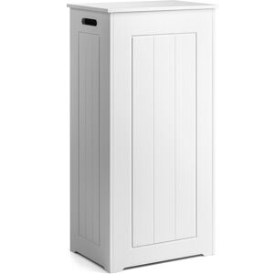 Christow White Wooden Laundry Bin With Lid - H90cm x W45cm x D30cm - White