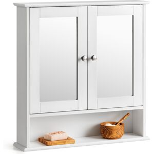 Christow White Double Mirrored Bathroom Cabinet – H58cm x W56cm x D13cm - White