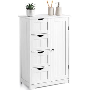 Christow White 4 Drawer 1 Door Bathroom Cabinet - H82cm x W56cm x D30cm - White