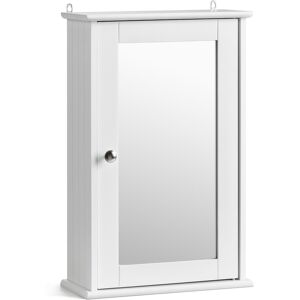 Christow White Single Mirrored Bathroom Cabinet - H53cm x W34cm x D15cm - White