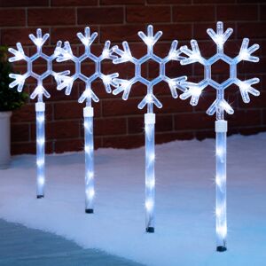 Christow Snowflake Christmas Path Lights Set of 4 (Battery) - White