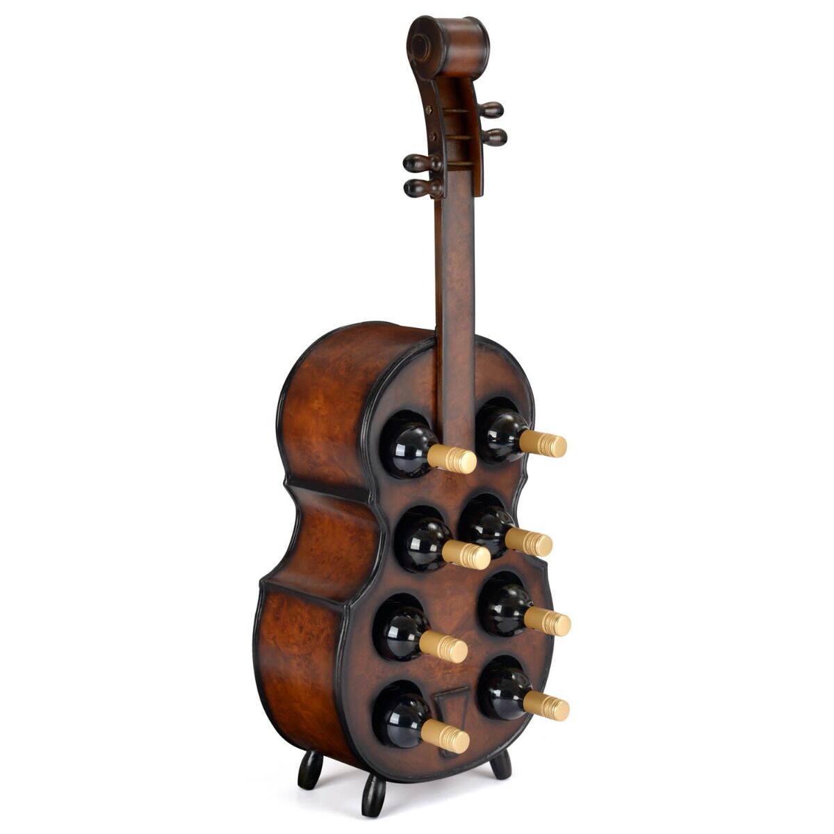 Christow 8 Bottle Wooden Cello Wine Rack - Brown