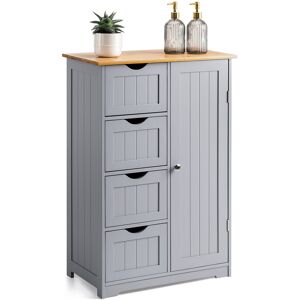 Christow Grey & Bamboo 4 Drawer Cabinet - Grey