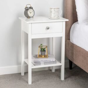 Christow White Bedside Table With Shelf (H60cm x W40xm x D30cm) - White