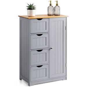 Christow Grey & Bamboo 4 Drawer Cabinet - Grey