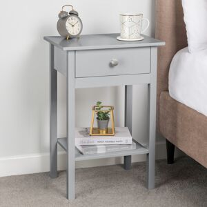 Christow Grey Bedside Table With Shelf (H60cm x W40xm x D30cm) - Grey