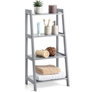 Christow Grey 4 Tier Ladder Shelf Unit - H90cm x W43cm x D30cm - Grey
